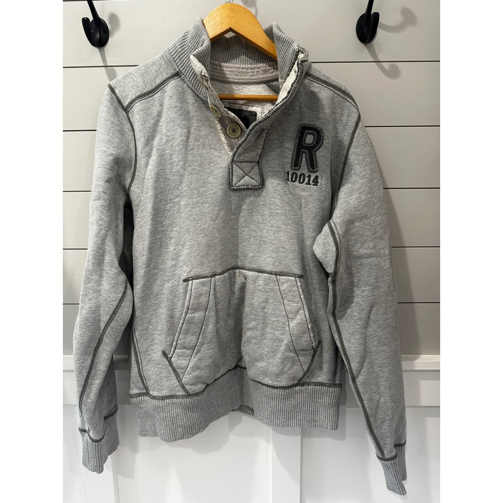 Ruehl No. 925 Mens XL Gray Quarter Button Pullover Sweatshirt R 10014 Logo